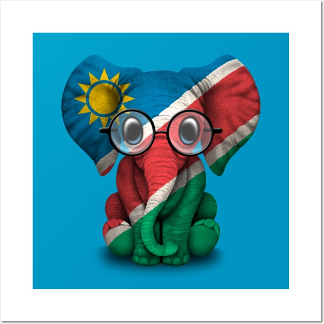 Baby Elephant with Glasses and Namibian Flag Wall Art by jeffbartels